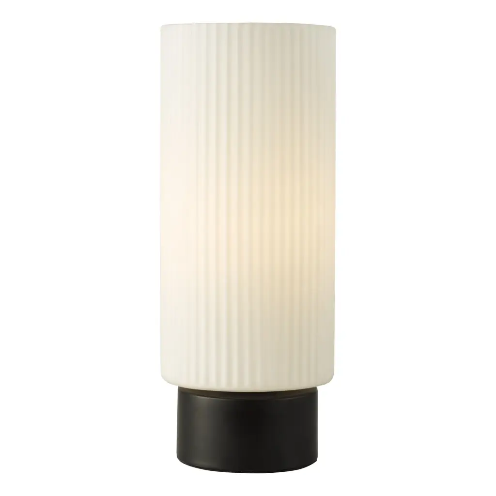 Aneska Matt Black Touch Table Lamp with Opal Glass