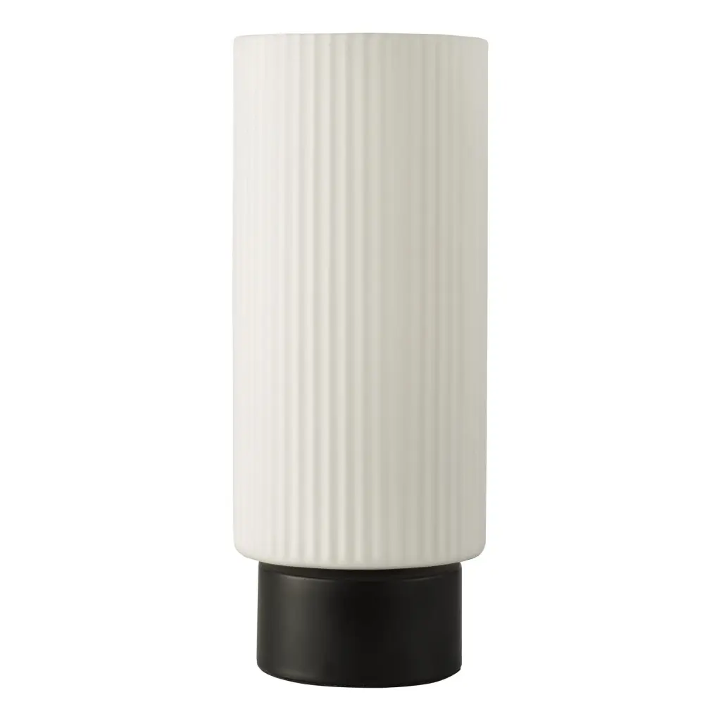 Aneska Matt Black Touch Table Lamp with Opal Glass