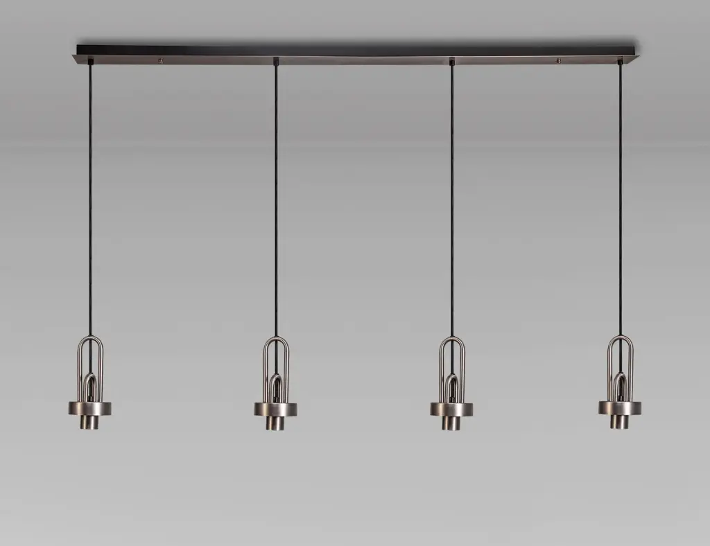 Meel 4 Light Antique Silver Bar Pendant
