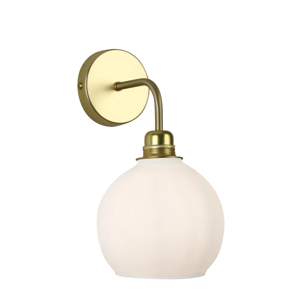 Apollo Butter Brass Wall Light with Opal Glass