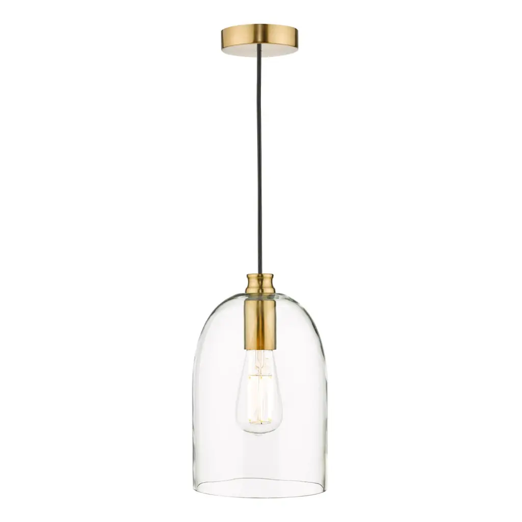 Archie Single Pendant in Satin Bronze & Clear Glass