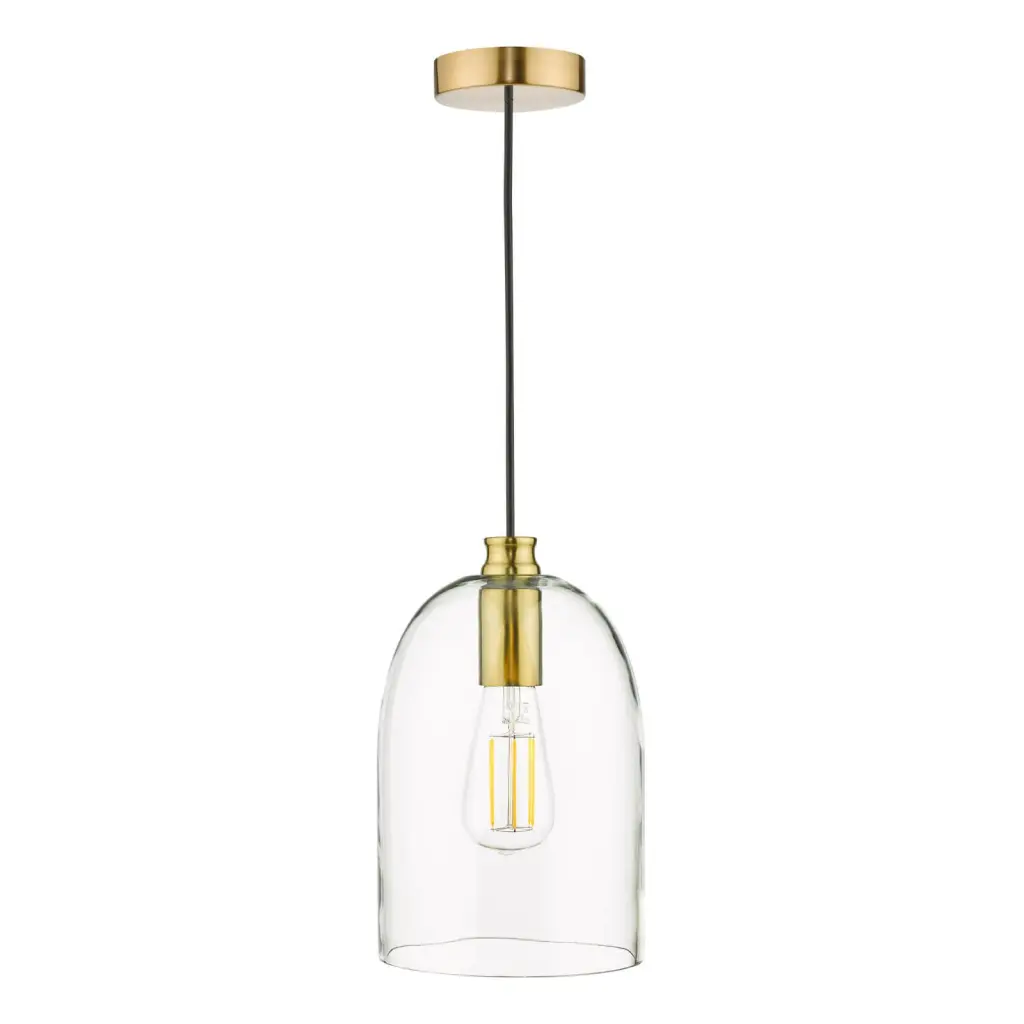 Archie Single Pendant in Satin Bronze & Clear Glass