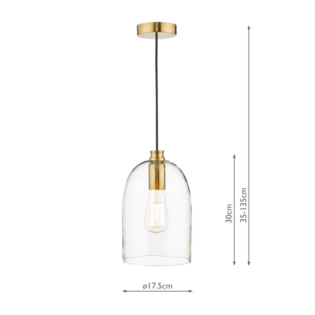 Archie Single Pendant in Satin Bronze & Clear Glass