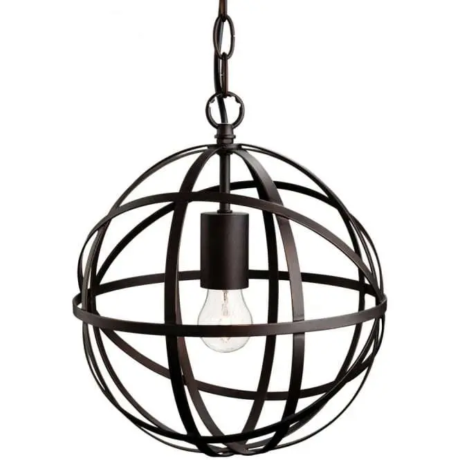 Artistic Retro Antique Brown Open Ball Cage Ceiling Pendant