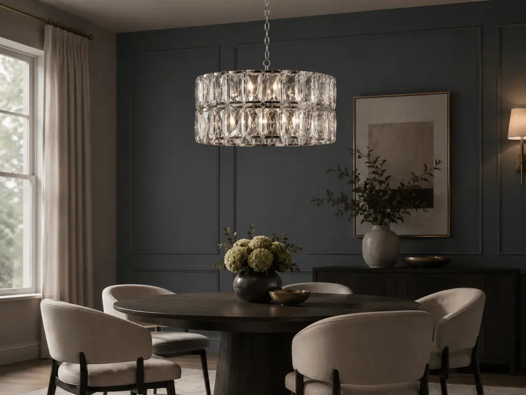 Aurora 5 Light Crystal Pendant Polished Chrome