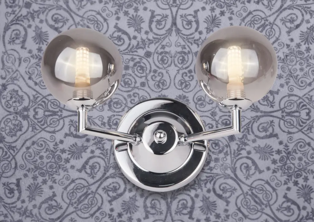 Barbara Double Wall Light in Satin Chrome