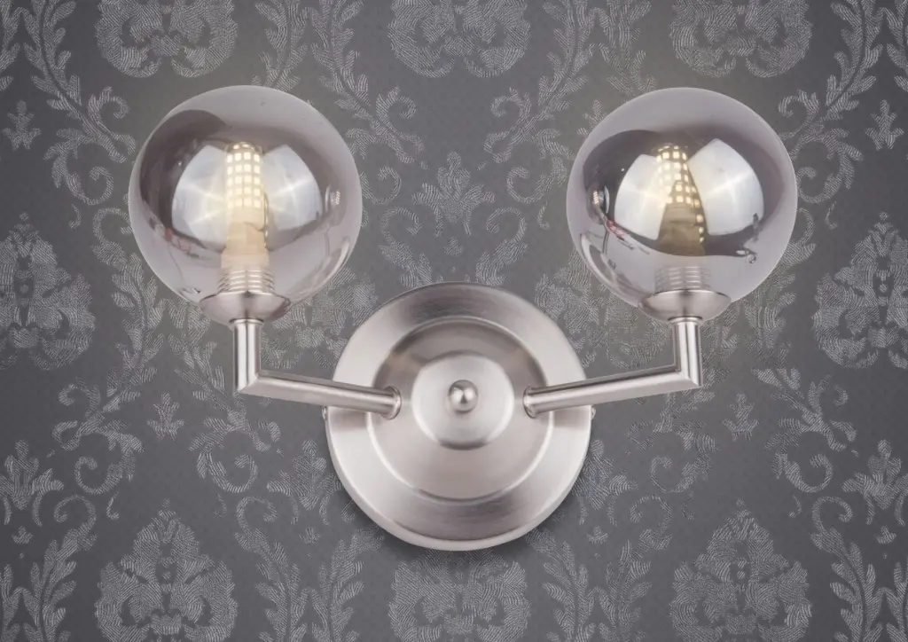 Barbara Double Wall Light in Satin Chrome