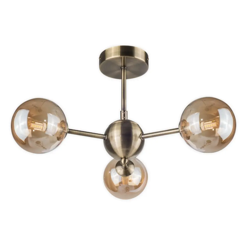 Barbara 3 Light Antique Brass Semi Flush