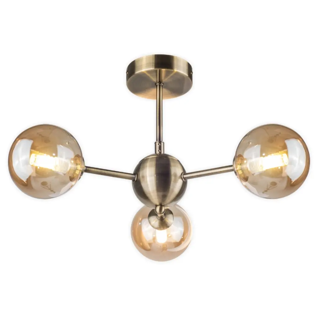 Barbara 3 Light Antique Brass Semi Flush