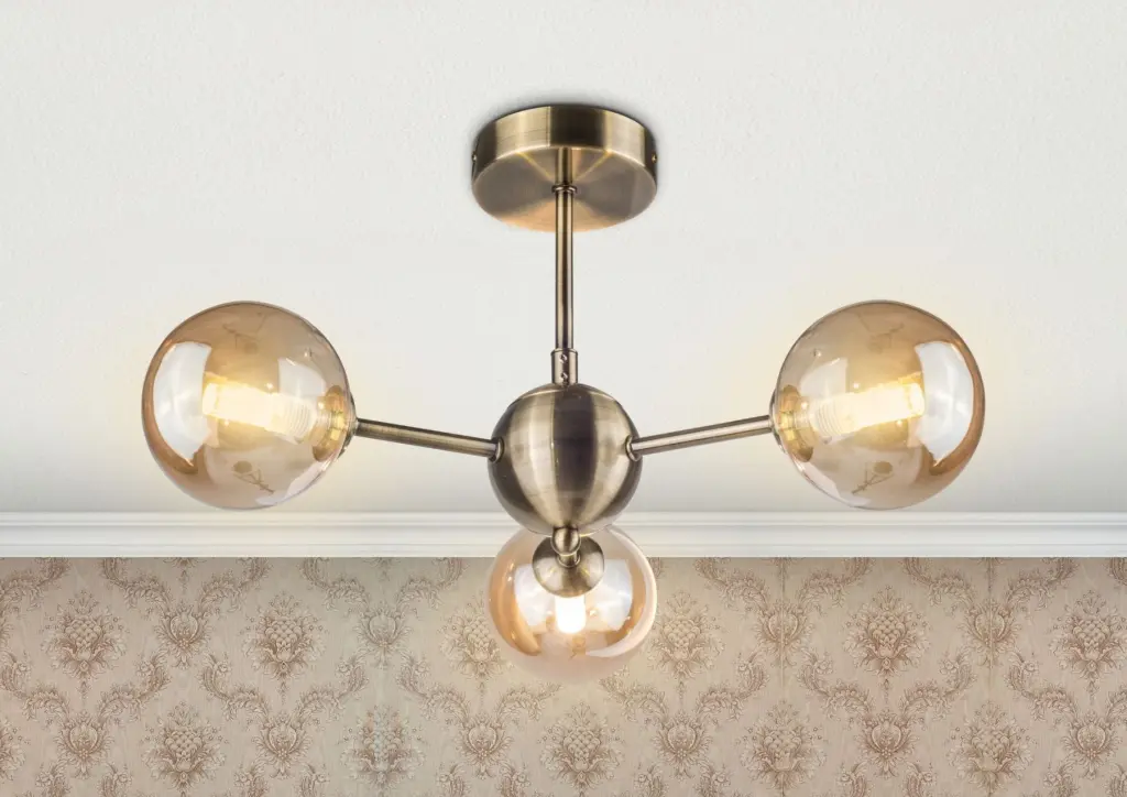 Barbara 3 Light Antique Brass Semi Flush