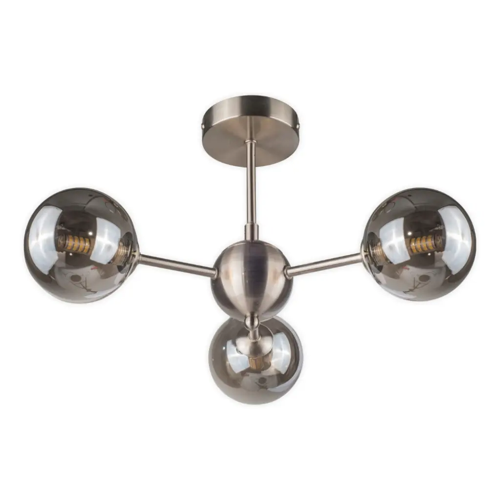 Barbara 3 Light Satin Chrome Semi Flush