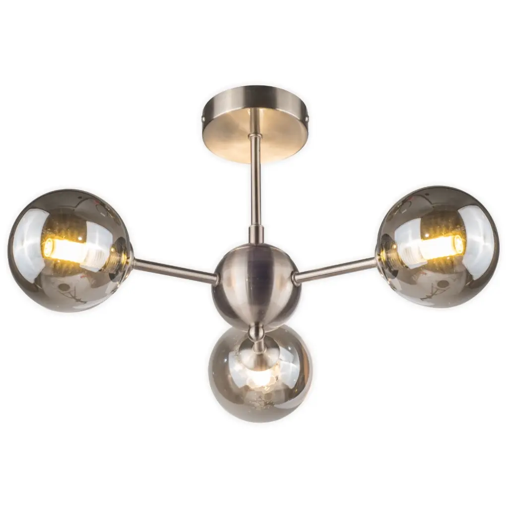 Barbara 3 Light Satin Chrome Semi Flush