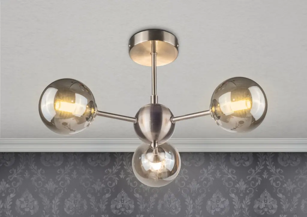 Barbara 3 Light Satin Chrome Semi Flush