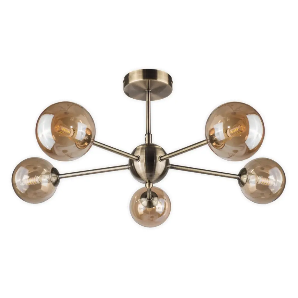 Barbara 5 Light Antique Brass Semi Flush