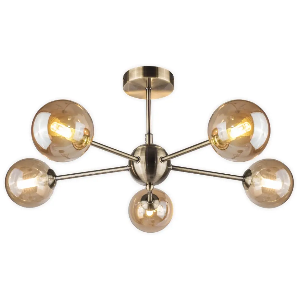 Barbara 5 Light Antique Brass Semi Flush