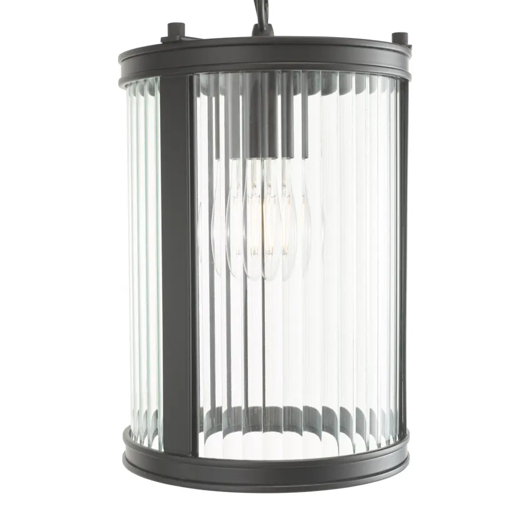 Bianka Matt Black & Ribbed Glass Single Pendant