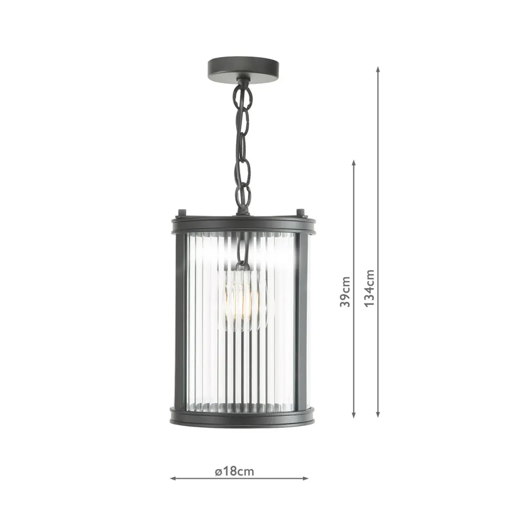 Bianka Matt Black & Ribbed Glass Single Pendant