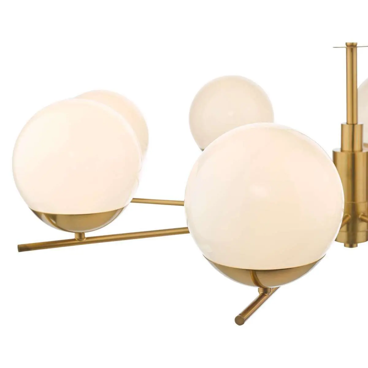 Bombazine 8 Light Pendant Natural Brass & Opal Glass