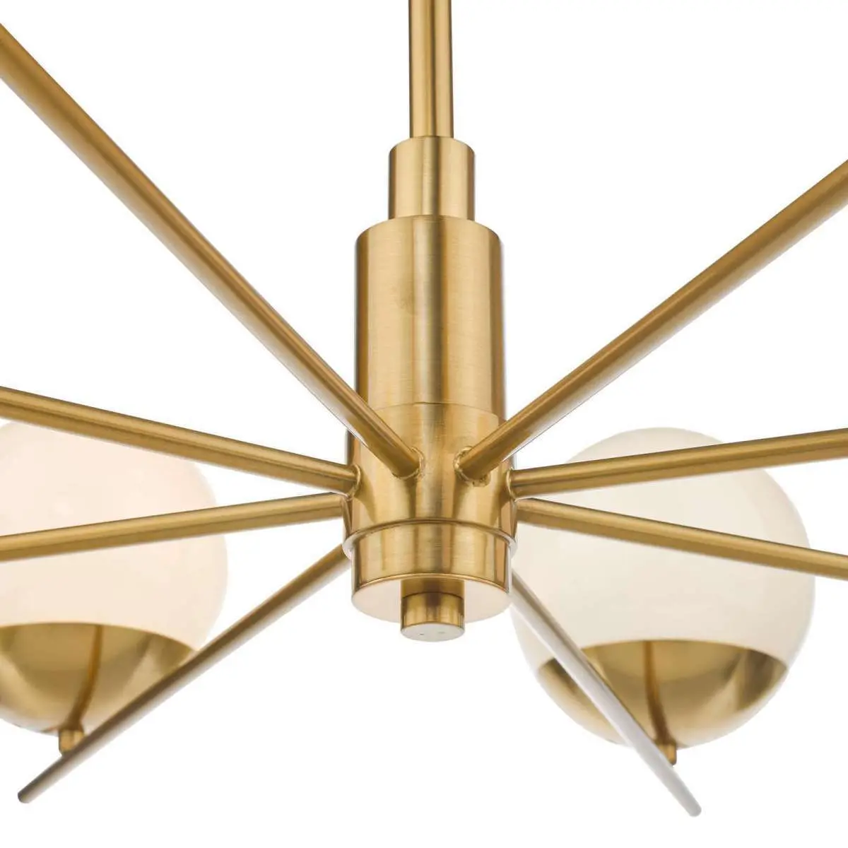 Bombazine 8 Light Pendant Natural Brass & Opal Glass