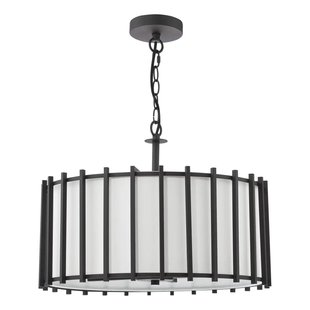 Cagliari 4 Light Pendant in Matt Black & Ivory Shade