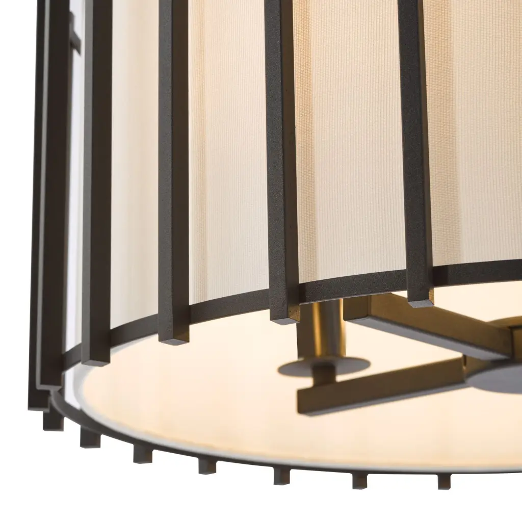 Cagliari 4 Light Pendant in Matt Black & Ivory Shade