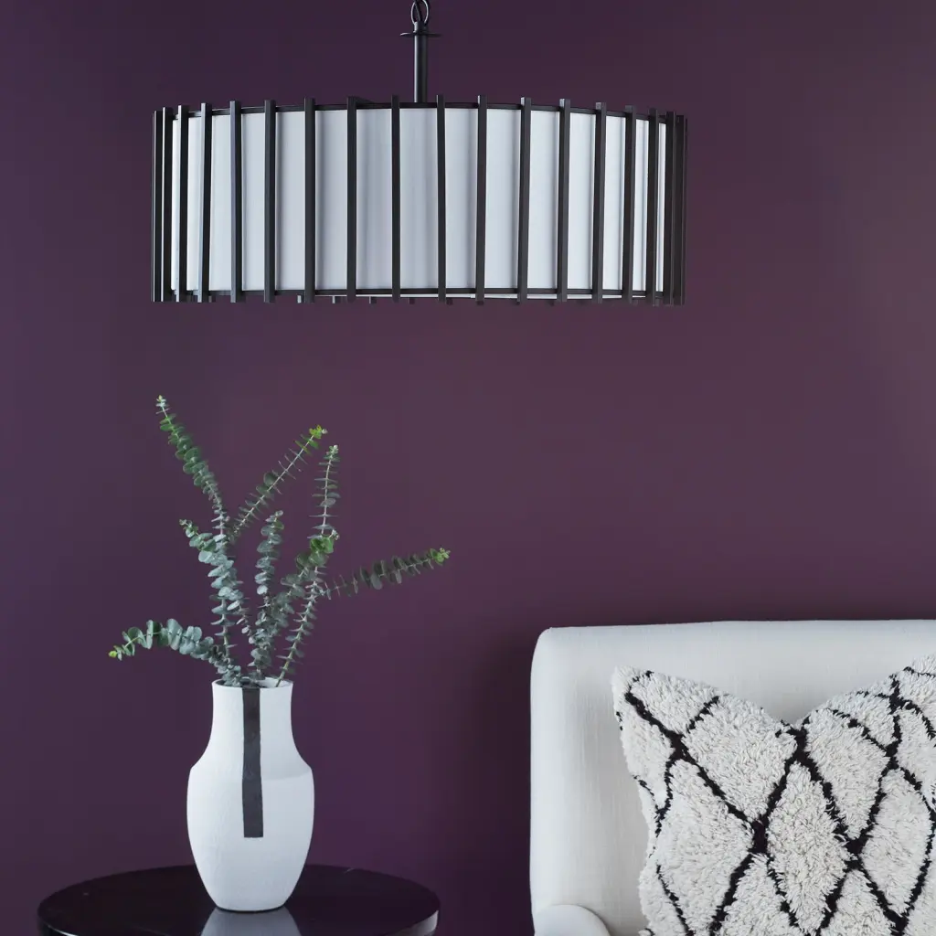 Cagliari 8 Light Pendant in Matt Black & Ivory Shade