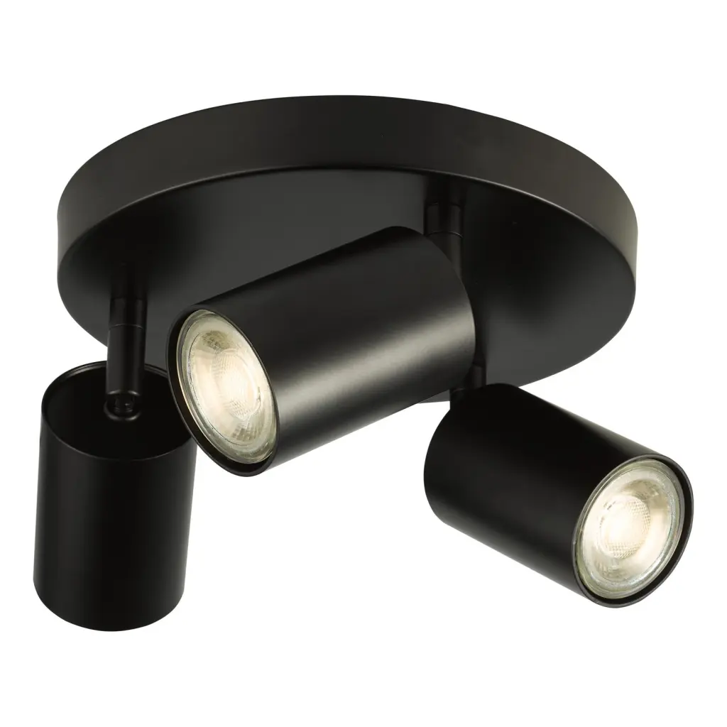 Cawley 3 Light Matt Black Spotlight