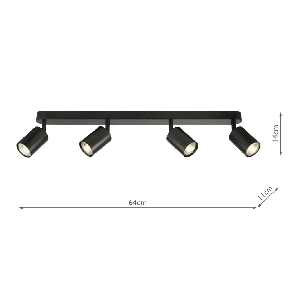 Cawley 4 Light Matt Black Spotlight Bar