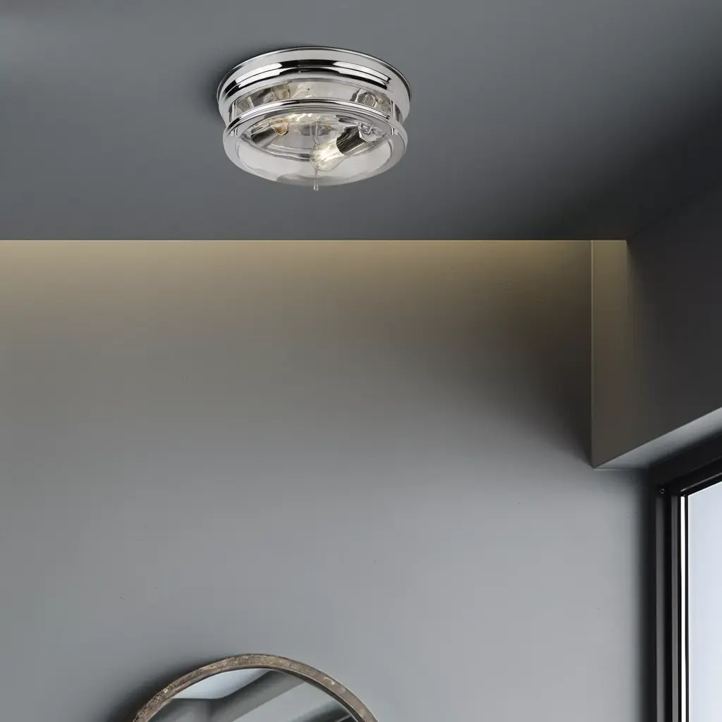 Glasgow 2 Light Flush Chrome With Clear Glass IP44