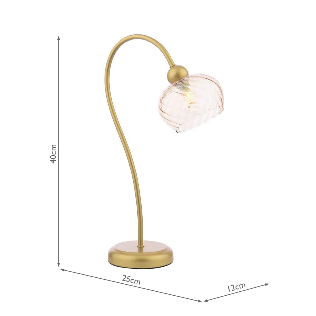 Cognac Satin Gold & Champagne Glass Table Lamp