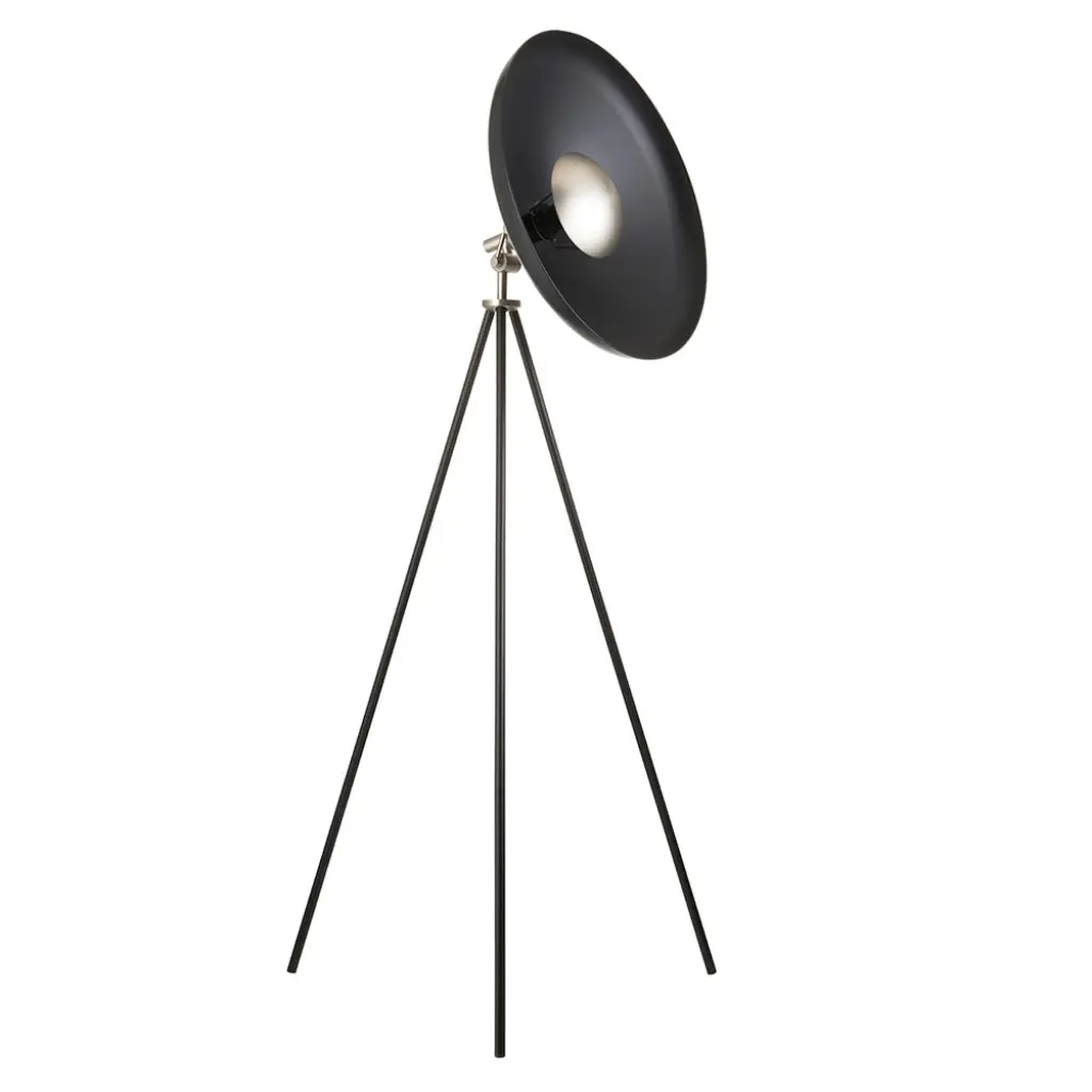 Modern Matt Black & Nickel Tripod Floor Lamp