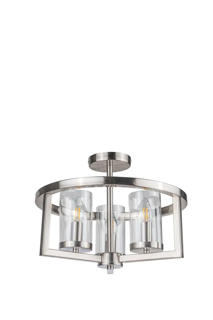 Costello 3 Light Satin Chrome Semi Flush