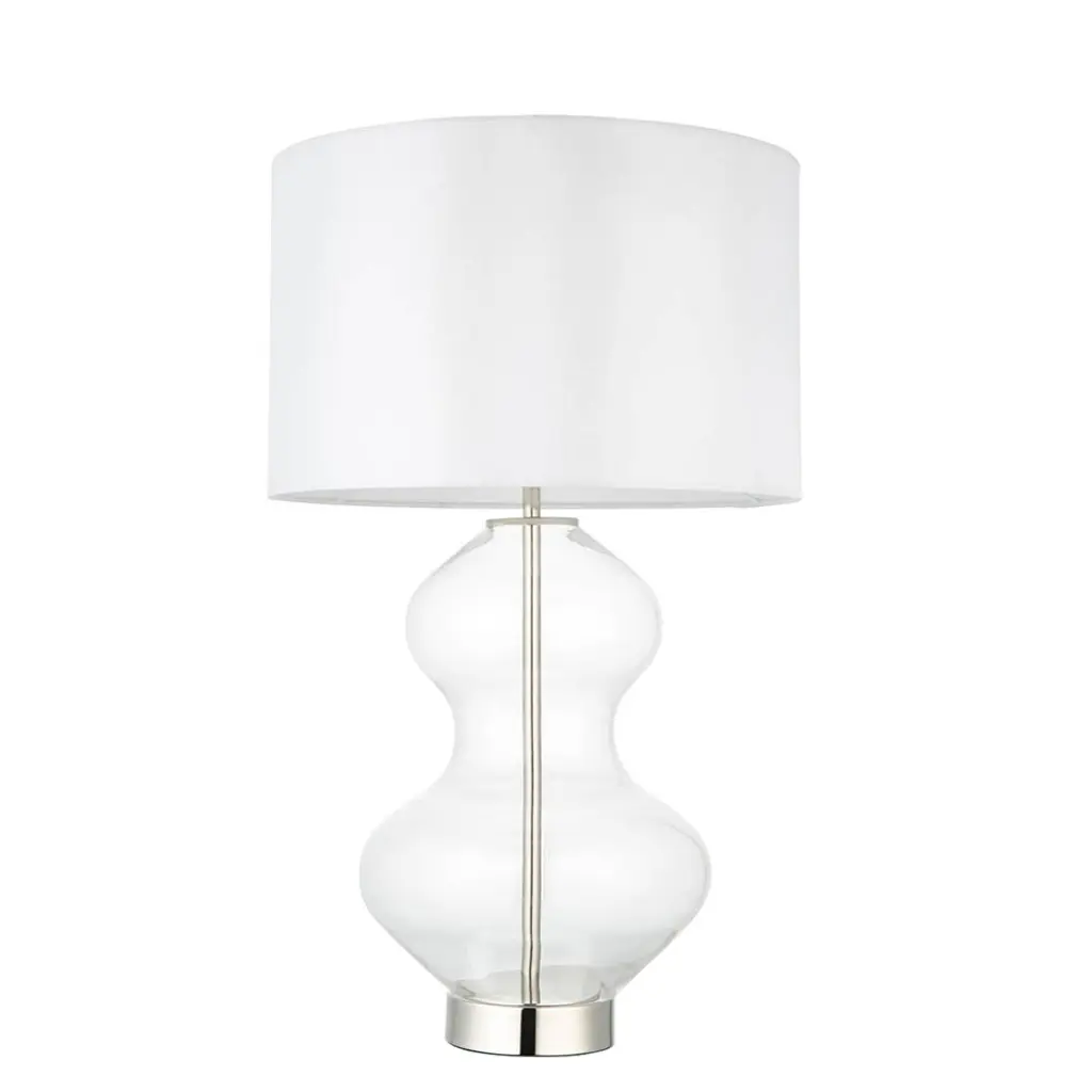Kelda Bright Nickel Curvey Touch Table Lamp C/W Shade
