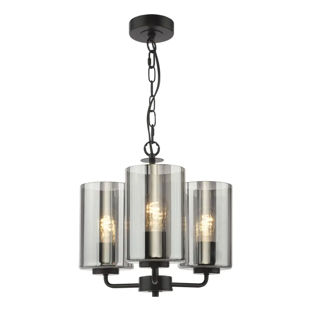 Daylin Satin Black & Smoked Glass 3 Light Pendant