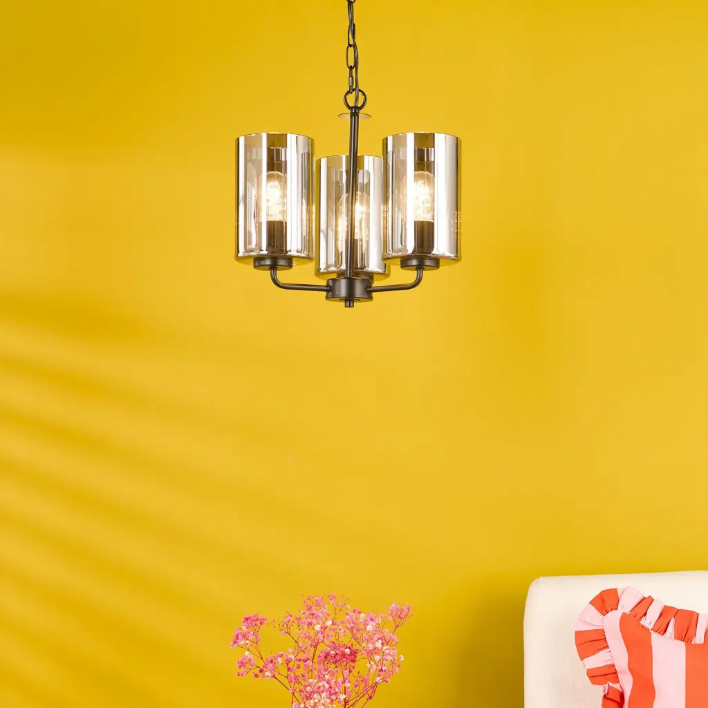 Daylin Satin Black & Smoked Glass 3 Light Pendant