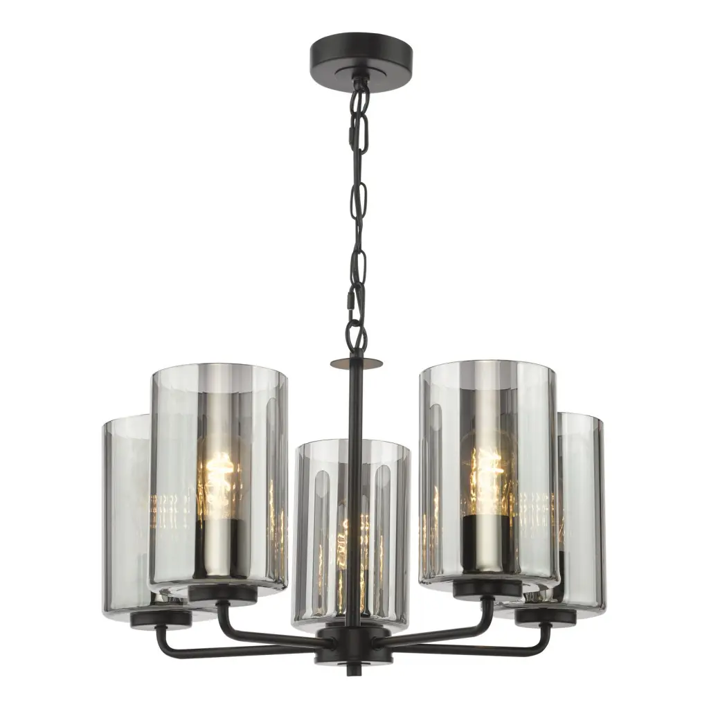 Daylin Satin Black & Smoked Glass 5 Light Pendant