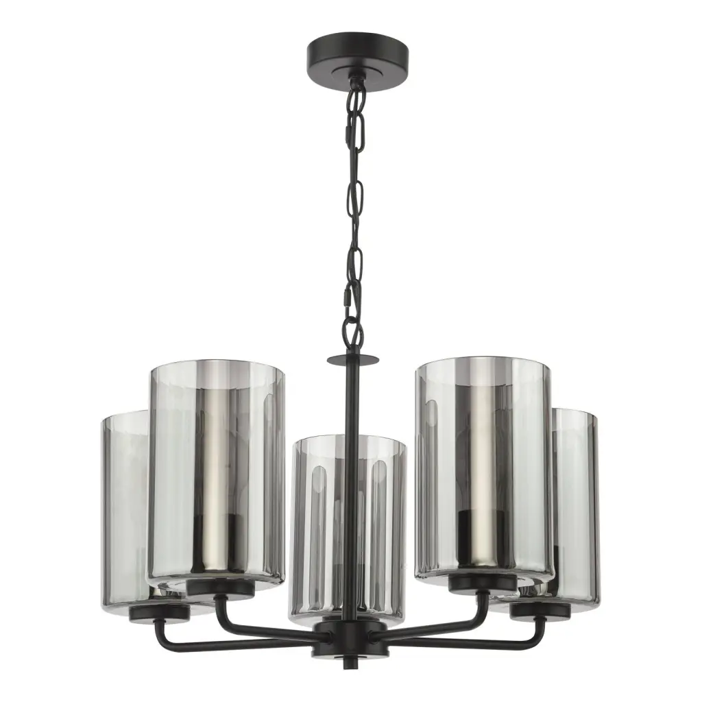 Daylin Satin Black & Smoked Glass 5 Light Pendant
