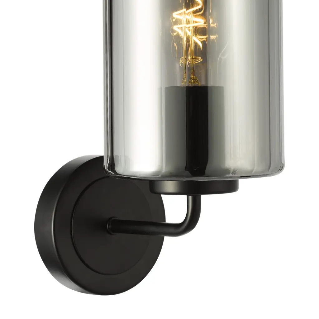 Daylin Satin Black & Smoked Glass Wall Light