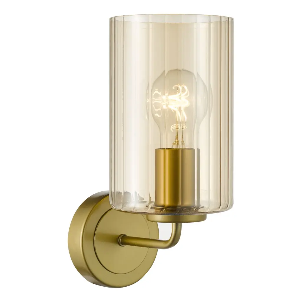Daylin Satin Gold & Amber Glass Wall Light