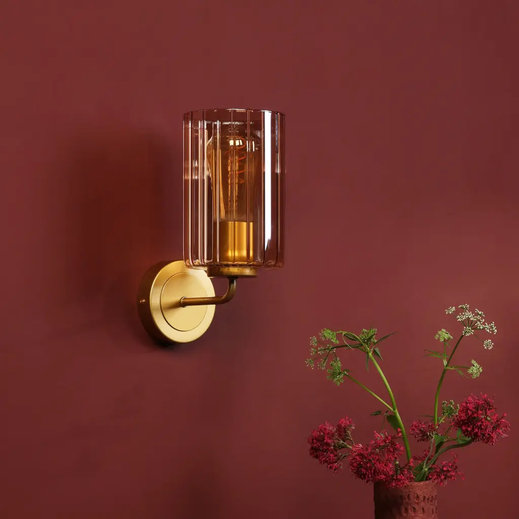 Daylin Satin Gold & Amber Glass Wall Light