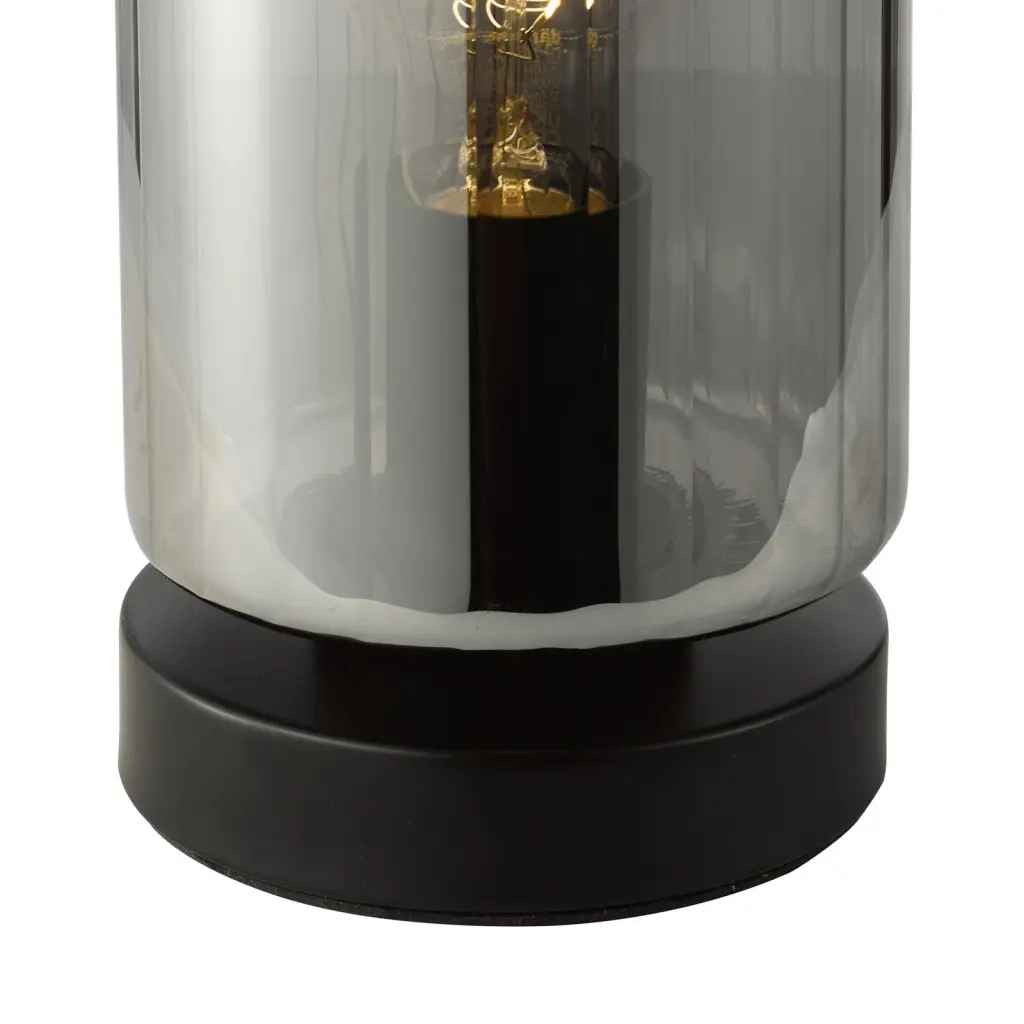 Daylin Satin Black & Smoked Glass Touch Table Lamp