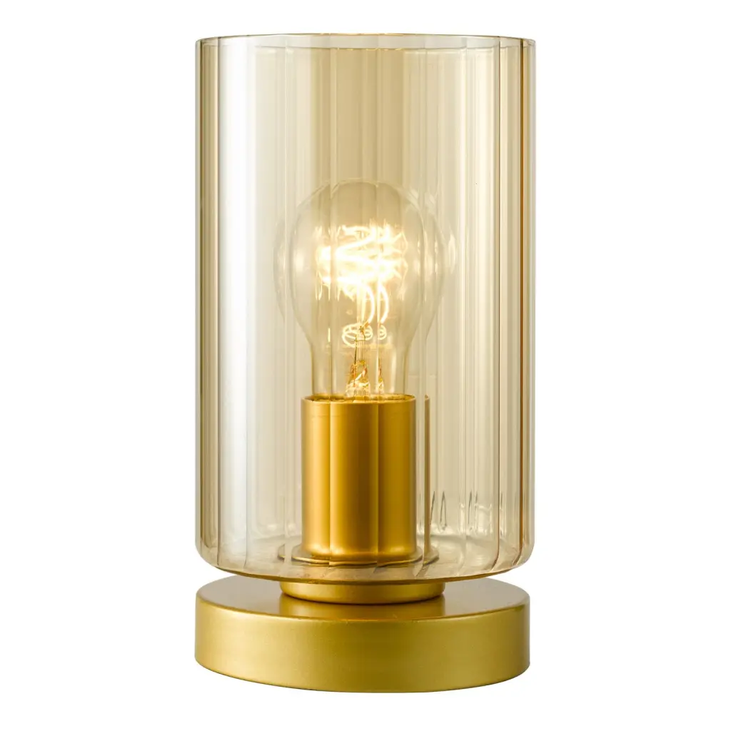 Daylin Satin Gold & Amber Glass Touch Table Lamp