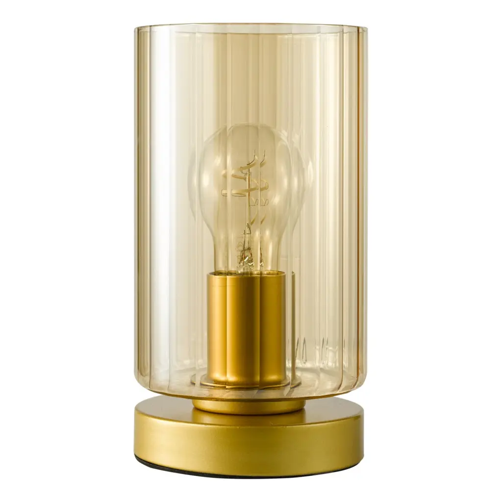 Daylin Satin Gold & Amber Glass Touch Table Lamp