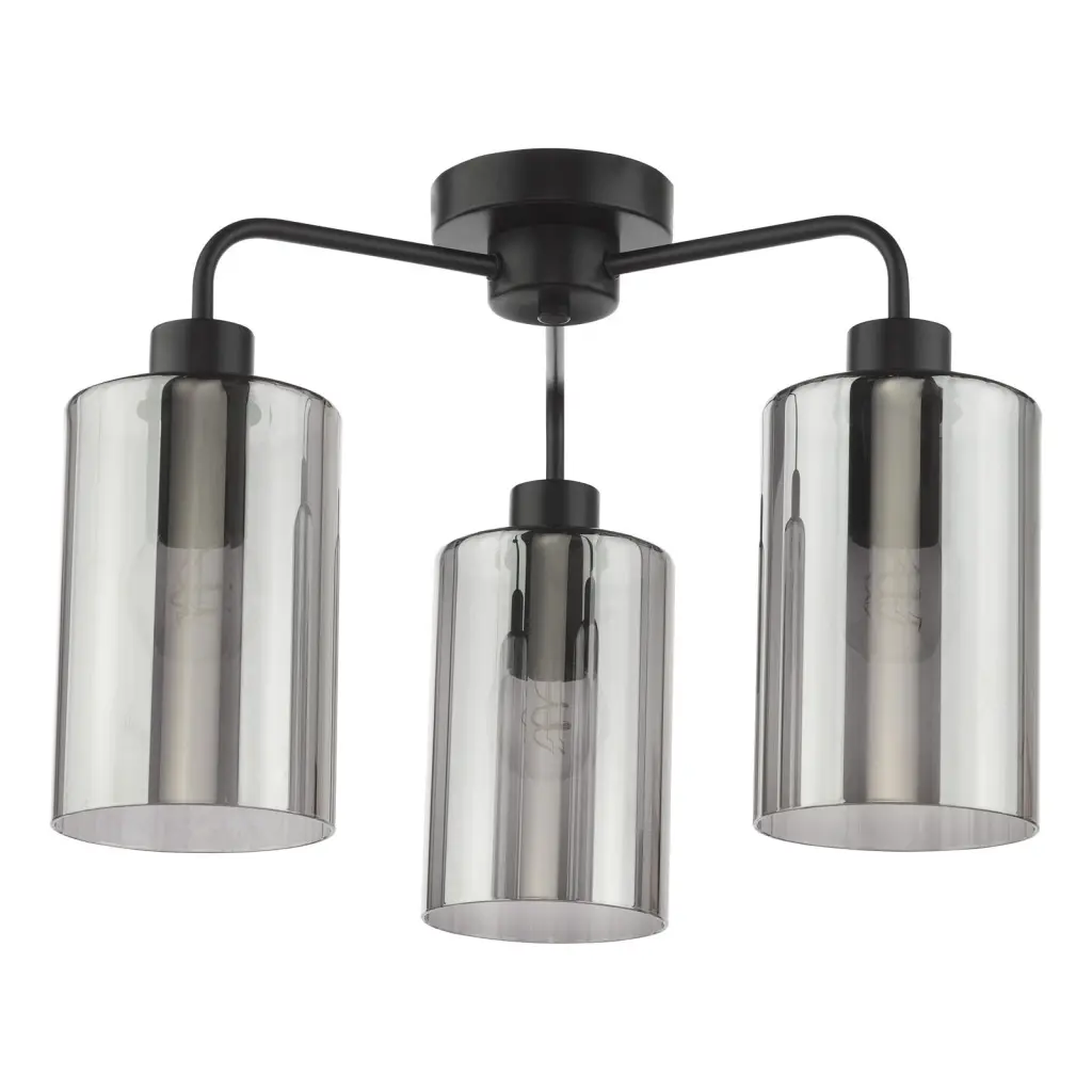 Daylin Satin Black & Smoked Glass 3 Light Semi Flush