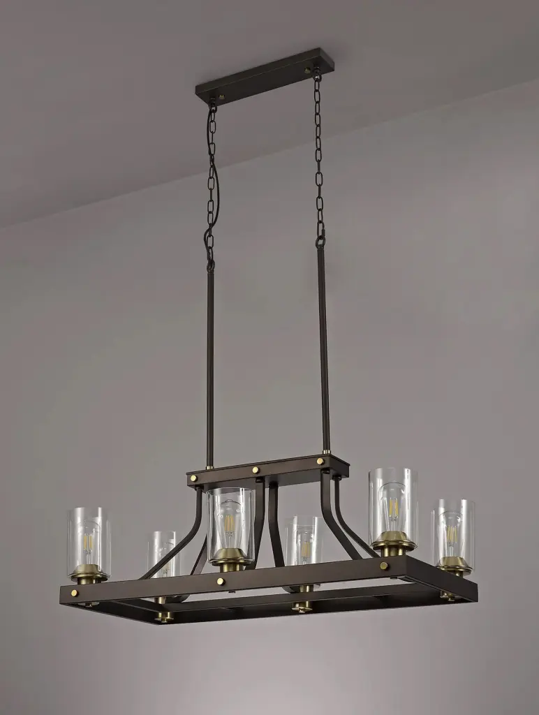 Derryclare 6 Light Linear Bronze & Gold Pendant