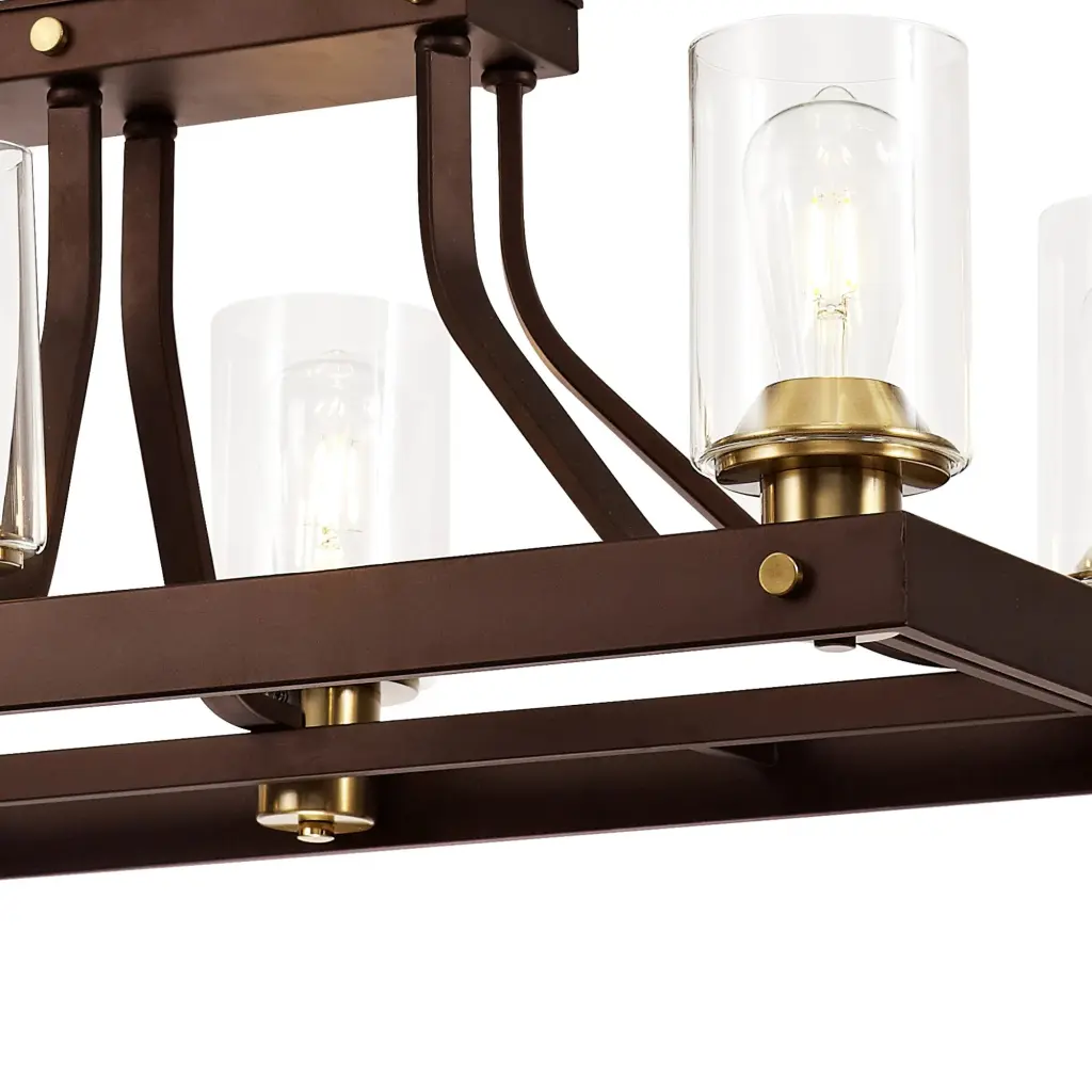 Derryclare 6 Light Linear Bronze & Gold Pendant