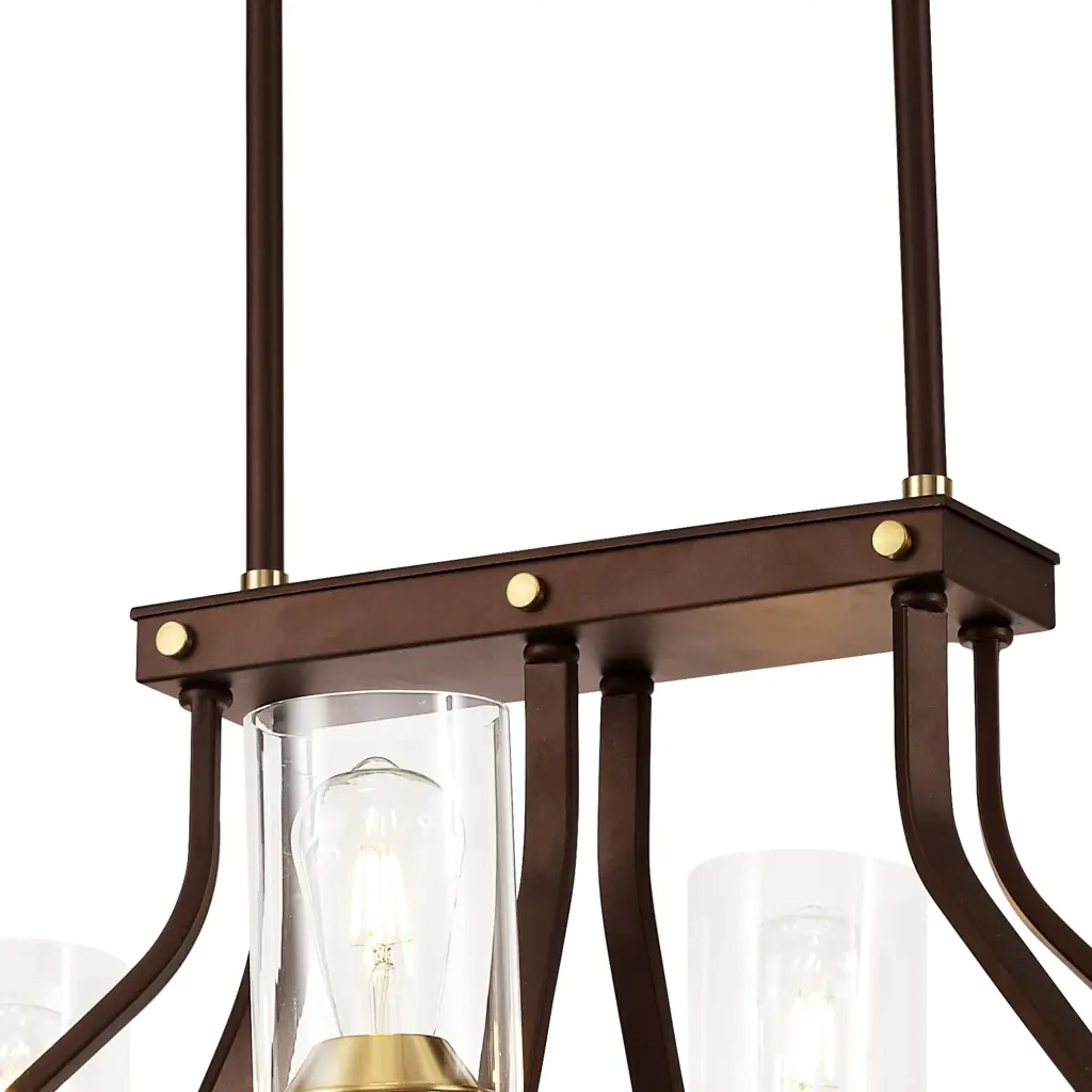 Derryclare 6 Light Linear Bronze & Gold Pendant