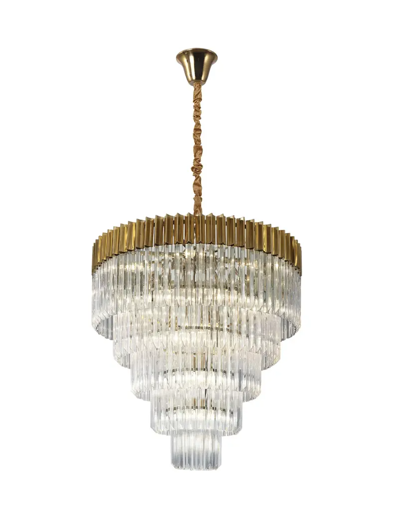 Donard Brass 19 Light Tiered Chandelier with Clear Glass