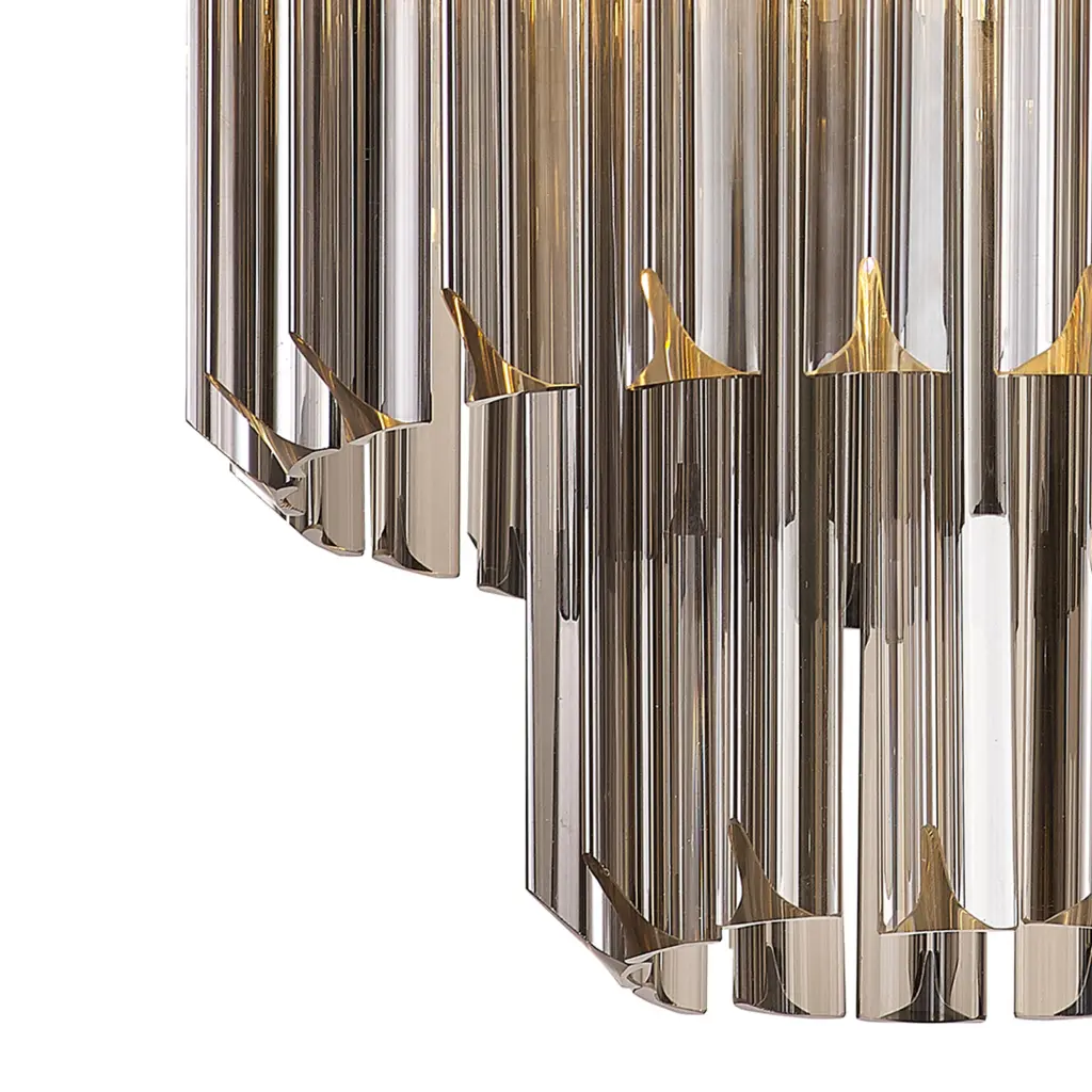 Donard Polished Nickel 3 Light Flush Fitting with Smoked Glass