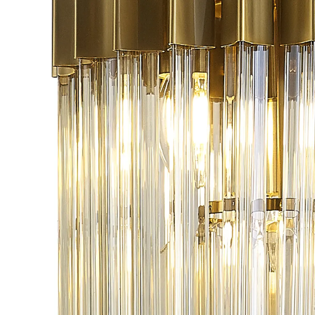 Donard Brass 4 Light Pendant with Cognac Glass